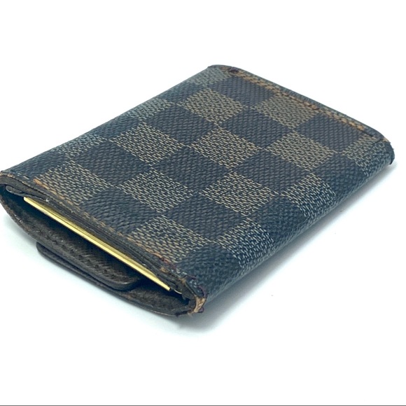 LOUIS VUITTON DAMIER EBENE CHECKERED 6 KEY HOOK HOLDER POUCH WALLET - Picture 2 of 7